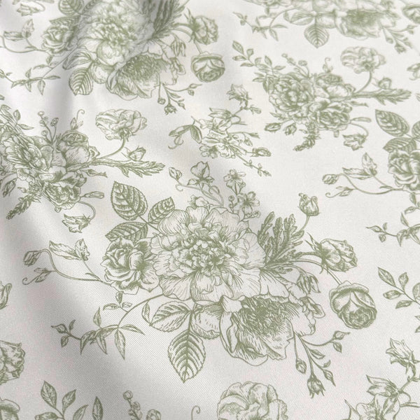 French Toile Sage Green Polyester