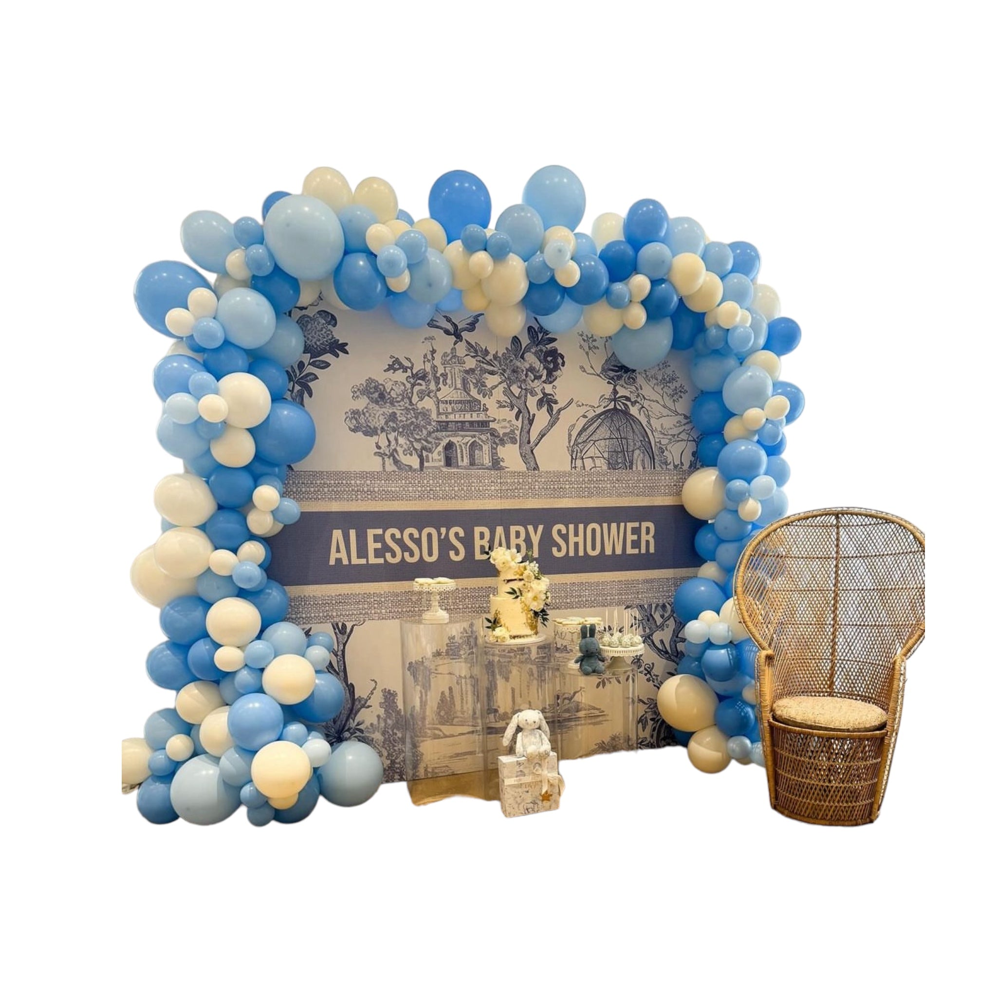 Custom Rectangular Backdrop (8x8 Backdrop, Balloon Garland, Clear Pede ...