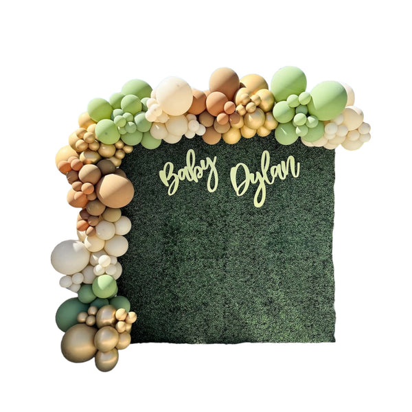 Grass Backdrop (8x8ft Backdrop, Balloon Garland, Custom Sign)